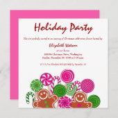 Trendy roze kerst gingerbreads kaart (Voorkant / Achterkant)