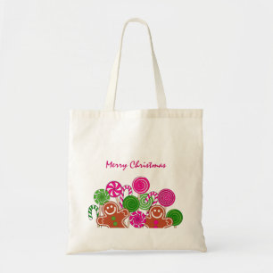 Trendy roze kerstkeukenbroodjes tote bag