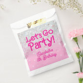 Trendy Roze Laten we feest verjaardag  Bedankzakje (Gezegeld)