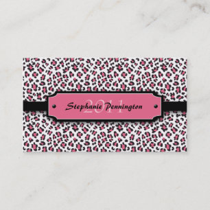 Trendy roze leopard afstuderen contactkaartje