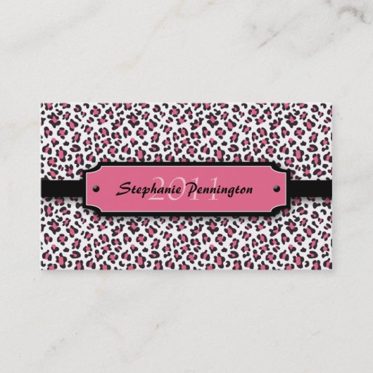 Trendy roze leopard afstuderen contactkaartje (Voorkant)
