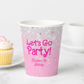 Trendy Roze Let's Go Party Verjaardagsfeestje Papieren Bekers