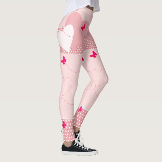 Trendy roze leuke hart vlinder leggings (Rechts)