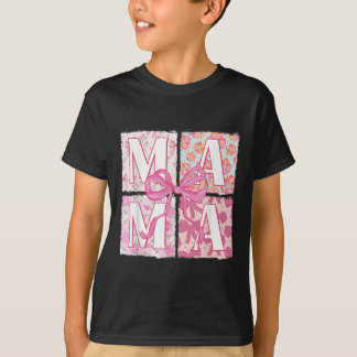 Trendy Roze Mama Coquette Bow Bloemen Retro Mama M T-shirt