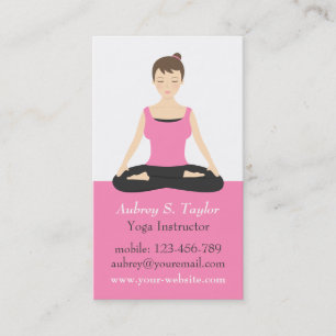Trendy Roze Mediterende Vrouwelijke Yogatrainer Visitekaartje