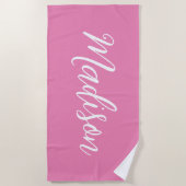Trendy Roze Meisjesnaam Handgeschreven Manuscript  Strandlaken (Voorkant)