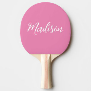 Trendy Roze Meisjesnaam Handgeschreven Manuscript Tafeltennisbatje