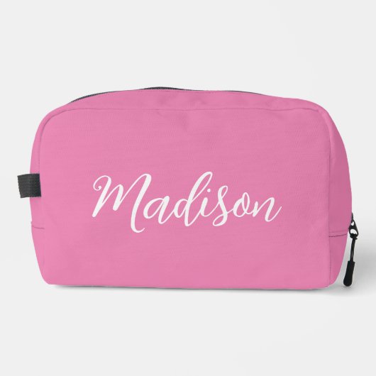 Trendy Roze Meisjesnaam Handgeschreven Manuscript Toilettasje (Voorkant)