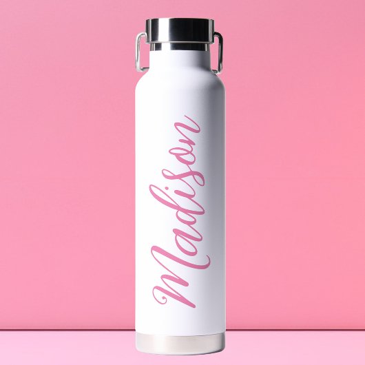 Trendy Roze Meisjesnaam Handgeschreven Manuscript Waterfles