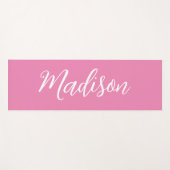 Trendy Roze Meisjesnaam Handgeschreven Manuscript  Yogamat (Voorkant (horizontaal))