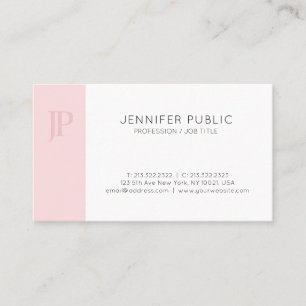 Trendy Roze Monogram Creatief Slank Ontwerp Plain Visitekaartje