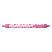 Trendy Roze Monogram Script Naam Patroon Zwarte Inkt Pen (Achterkant)