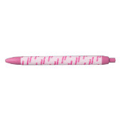 Trendy Roze Monogram Script Naam Patroon Zwarte Inkt Pen (Voorkant)