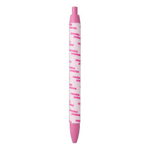 Trendy Roze Monogram Script Naam Patroon  Zwarte Inkt Pen