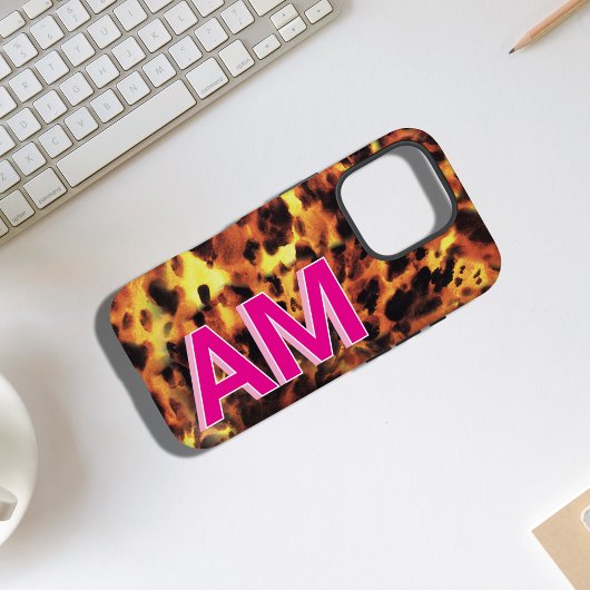 Trendy Roze Monogrammed Schelp Case-Mate iPhone Case