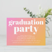 Trendy roze Oranje afstudeerfeest Kaart (Staand voorkant)