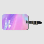Trendy roze paarse pastelgradiënt aangepaste naam bagagelabel (Voorkant (horizontaal))