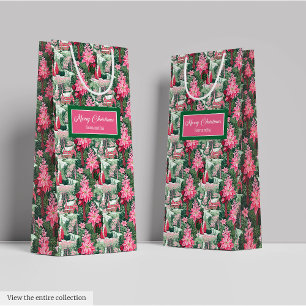 Trendy roze rode preppy kerstcadeautas medium cadeauzakje