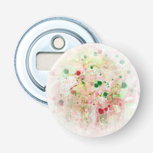 Trendy roze roodgeel groen modern Abstract Button Flesopener