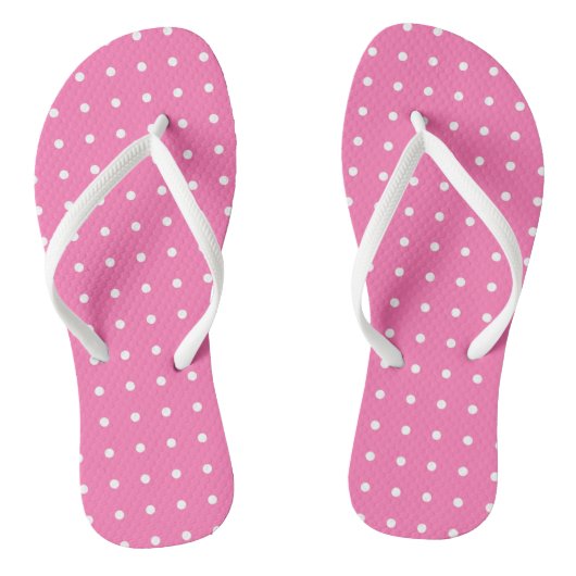 Trendy roze Sjabloon Witte Stippen Rustisch Patroo Teenslippers (Voetbed)