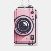 Trendy roze snapshot camera fotografie cadeaulabel (Achterkant)