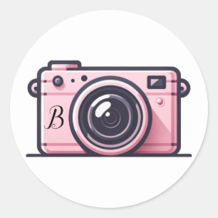 Trendy roze snapshot camera fotografie ronde sticker