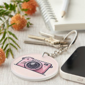 Trendy Roze Snapshot Shoot Camera Fotografie  Sleutelhanger (Voorkant Rechts)