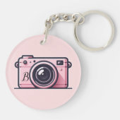 Trendy Roze Snapshot Shoot Camera Fotografie  Sleutelhanger (Achterkant)