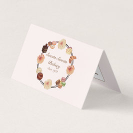 Trendy Roze Snoepjes Taarten Bakkerij Visitekaartjes