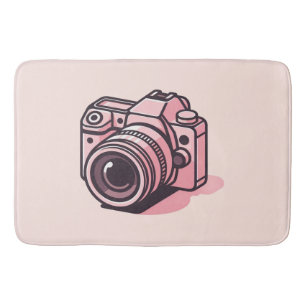 Trendy Roze Spiegelloze Fotocamera Gepersonaliseer Badmat