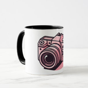 Trendy Roze Spiegelloze Fotocamera Gepersonaliseer Mok