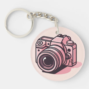 Trendy Roze Spiegelloze Fotocamera Gepersonaliseer Sleutelhanger