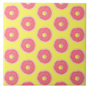 Trendy Roze Spikkels Donuts Leuke Patroon Tegeltje