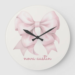 Trendy Roze Strik Gebonden Met Naam Monogram Grote Klok