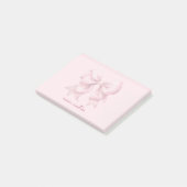 Trendy Roze Strik Geborduurd Met Naam Initiaal Post-it® Notes (Schuin)