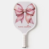 Trendy Roze Strik Met Naam Initiaal Monogram Pickleball Paddle (Achterkant)