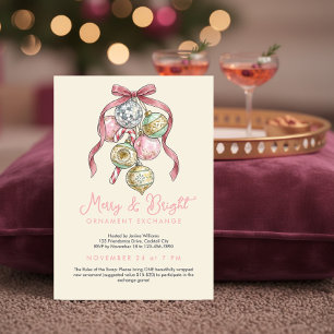 Trendy Roze Strik Ornament Uitwisseling Kaart