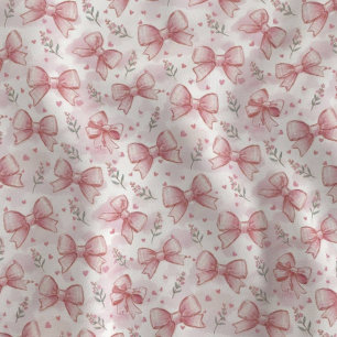 Trendy Roze Strikjes Cottagecore Bloemmotief Stof