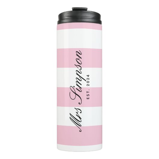 Trendy Roze strip om tumbler te worden Thermosbeker (Voorkant)