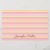 Trendy Roze Vanille Geel Wit Script Sjabloon Briefpapier (Voorkant)