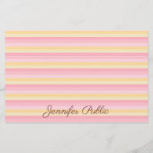 Trendy Roze Vanille Geel Wit Script Sjabloon Briefpapier (Achterkant)