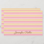 Trendy Roze Vanille Geel Wit Script Sjabloon Briefpapier (Voorkant / Achterkant)