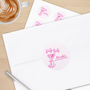 Trendy Roze Vies Dertigste 30e Verjaardag Ronde Sticker