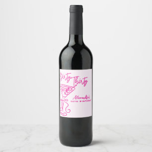 Trendy Roze Vies Dertigste 30e Verjaardag Wijn Etiket
