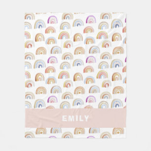 Trendy Roze Waterverf Rainbow Fleece Deken