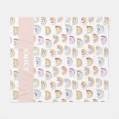 Trendy Roze Waterverf Rainbow Fleece Deken (Voorkant (Horizontaal))