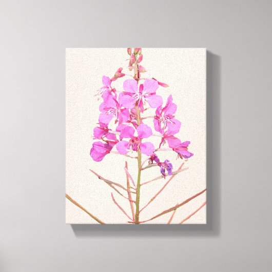 Trendy roze wilde bloemen boho bloemrijke moderne canvas afdruk (Voorkant)