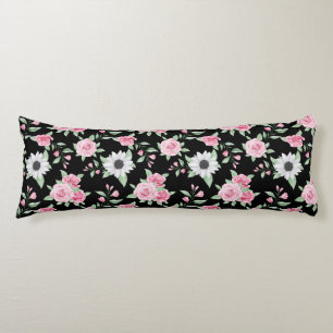 Trendy roze witte bloem body kussen