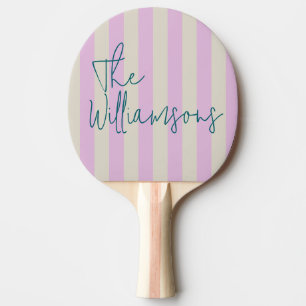 Trendy Roze Witte Strepen Aangepast Schrift Huweli Tafeltennisbatje