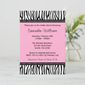 Trendy Roze Zebra Baby Shower Invitations Kaart (Staand voorkant)